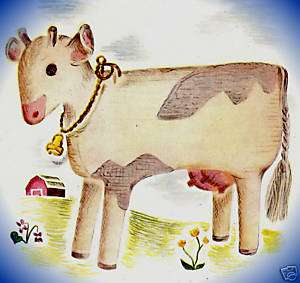 Barn Cow Stuffed Animal Toy Vintage Crochet PATTERN  
