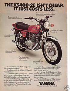 1978 Yamaha XS400 2E Motorcycle Ad   
