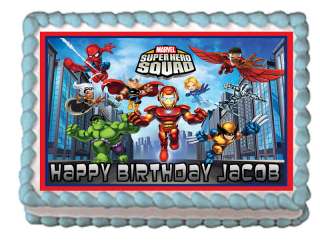 SUPERHERO SQUAD #1 Edible Cake Image Party Custom  