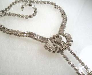 Vintage Jay Flex Sterling Clear Rhinestone Necklace  