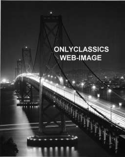 1937 OAKLAND BAY BRIDGE AT NIGHT PHOTO SAN FRANCISCO CA  
