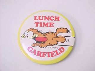 Vintage 1978 Kats Meow GARFIELD LUNCH TIME   Pin Pinback Button 