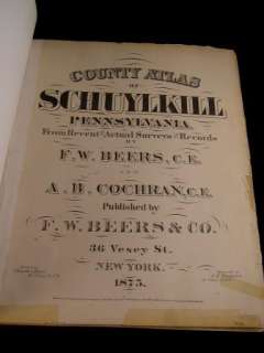 Schuylkill County Pennsylvania atlas 1875 Beers  