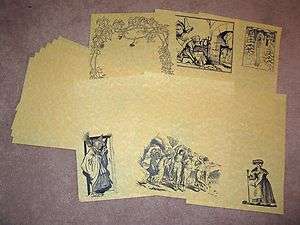Book of Shadows blank Parchment pages, 6 illustrated pages + 6 blanks 