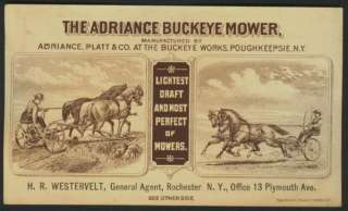 SUPER 1880 Trade Card Adriance Buckeye Mower Machine  
