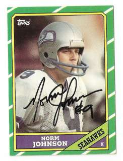 1986 Norm Johnson Autographed Topps Football Trading Card  