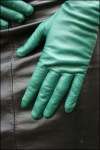 Unique long calf kidskin leather green gloves size 7 ( 27 ) 