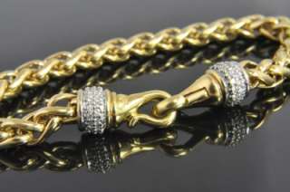 David Yurman Two Tone 18K Gold .66 CT Diamond Wheat Link Chain 