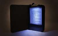  Kindle 3 Keyboard Light Case Suede Black PU Leather Cover 
