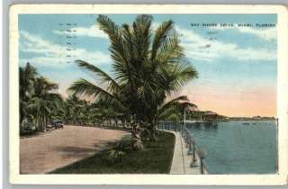 Old Postcard Bay Shore Drive View Miami,Florida FL  