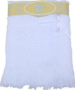 BABY SHAWLS BLANKETS WHITE RIBBED WITH RIBBONS ACRYLIC  