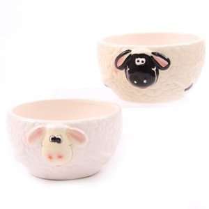 Lustige Müslischale Schaf Keramik handbemalt in Geschenkbox (farbig 