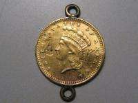 1873 $1 GOLD US coin. XF w/ issues   AM initials & loops.  