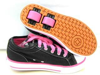 NEW BLACK PINK HEELYS JAZZY TWO WHEEL CANVAS TRAINERS  