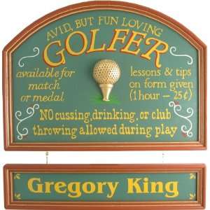  Avid Golfer Plaque Personalized