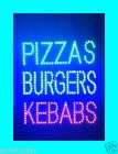 LED NEON PIZZA BURGER TAKE AWAY DISPLAY SHOP SIGN LIGHT