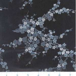  45 Wide Oriental Brocade Fabric Cherry Blossom Black 