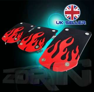 RETRO RED FLAME RACING CAR PEDAL COVER SET RACER NEW  
