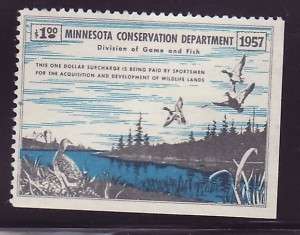MNA1 1957 Minnesota State Duck Stamp MNG BW  