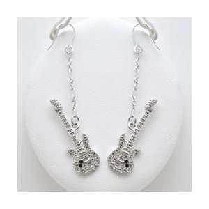  Crystal Electric Hanging Guitar Earrings 