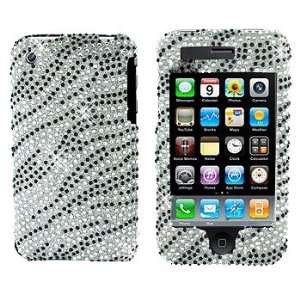  Black and Silver Zebra Bling Jewel Snap On Cover Hard Case 