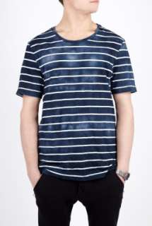 Acne  Navy Crushed Good Stripe T Shirt by Acne