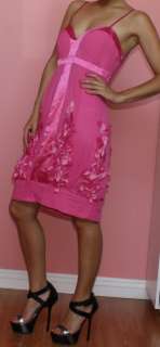   Sue Wong Beaded Floral Applique Pink Cocktail Dress 4 6 M $448  
