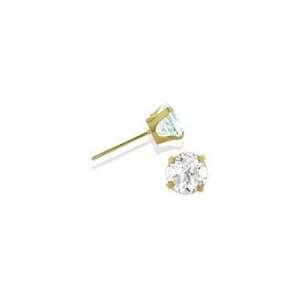   Genuine 3mm White Topaz 14 Karat Yellow Gold Round Earrings Jewelry