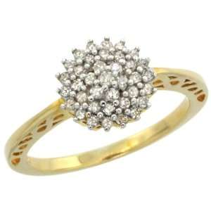  14k Gold Round Diamond Cluster Engagement Ring, w/ 0.31 