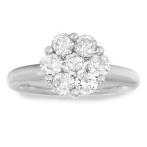   Carat Diamond 14K White gold Flower Cluster Right Hand Ring Jewelry