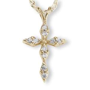    18k Yellow Gold Diamond (.15 ct. tw.) Cross Pendant Jewelry