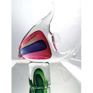  Murano Glass Vase Mouth Blown Art Dual Tear Drop Color 