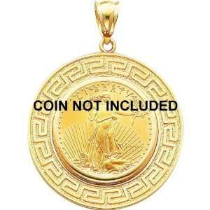    14K Gold Greek Key Bezel for 1/2oz American Eagle Coin Jewelry