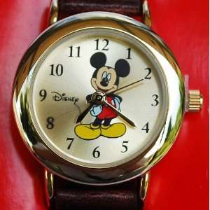  Walt Disney MICKEY MOUSE Lady Gold Leather Watch W9G17 