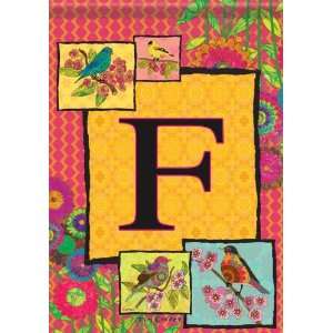  Colorful Monogram F Bird Floral Double Sided Garden Flag 