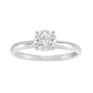  Certified 14k White Gold Classic Round Cut Engagement Ring 