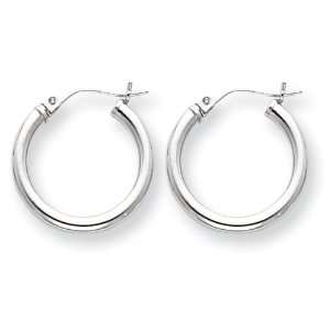  14k White Gold 2mm Hoop Earrings Jewelry