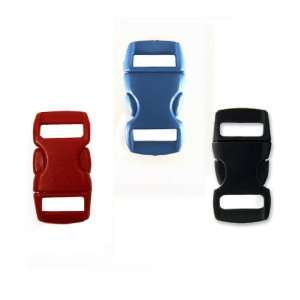 Mix of 150 Black, Light Blue, Red 3/8 Buckles (50 each) , Contoured 