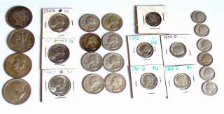   US Coins $5.85 Face Value FV / 4 Halves + 11 Quarters +11 Dimes  