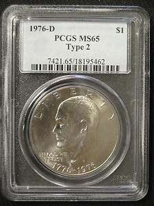 1976 D Type II or 2 Ike Eisenhower $1 Dollar PCGS MS65 Coin 