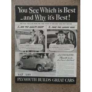 Vintage 40s full page print ad (Quality Chart) Original vintage 1940 