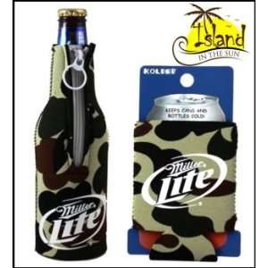  (2) Miller Lite Camo Beer Can & Bottle Koozie Cooler 