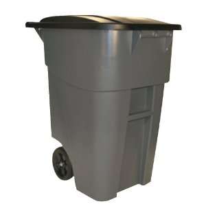   Rubbermaid Gray Rollout Container w/ Lid, 50 Gallon