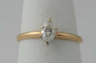 14K Yellow Gold 2/3 carat Marquise Diamond Solitaire .63 ct YG 