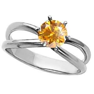Solitaire Engagement Platinum Ring with Fancy Orange Yellow Diamond 3 