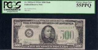 KD 1934A $500 Five Hundred Dollar Bill G3936 PCGS Graded 58 PPQ 