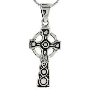 925 Sterling Silver Celtic Cross Pendant (w/ 18 Silver Chain), 1 5/16 