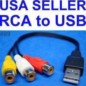 RCA AUDIO VIDEO to USB 2.0 ADAPTER INPUT OUTPUT AUX  