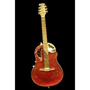  Roundback Acoustic Guitar Pin   Red Musical Instruments