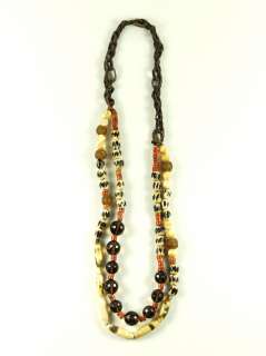 Wendy Mink jewelry brown multi large African bead braided necklace $ 